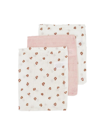 Meyco Σετ 3 Απορροφητικές Λαβέτες/Μουσελίνες Mini Panther Soft Pink – 30x30cm  |  MEY-457054