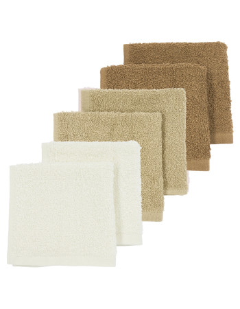 Meyco Πετσετάκια Λαβέτες Πακέτο των 6 Offwhite/Sand/Toffee (30x30cm)  |  MEY-611671