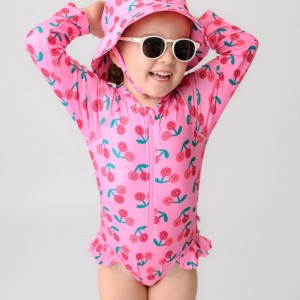 Σετ UV Μαγιώ Πάνα Bucket Καπέλο Μπλούζα Cherry