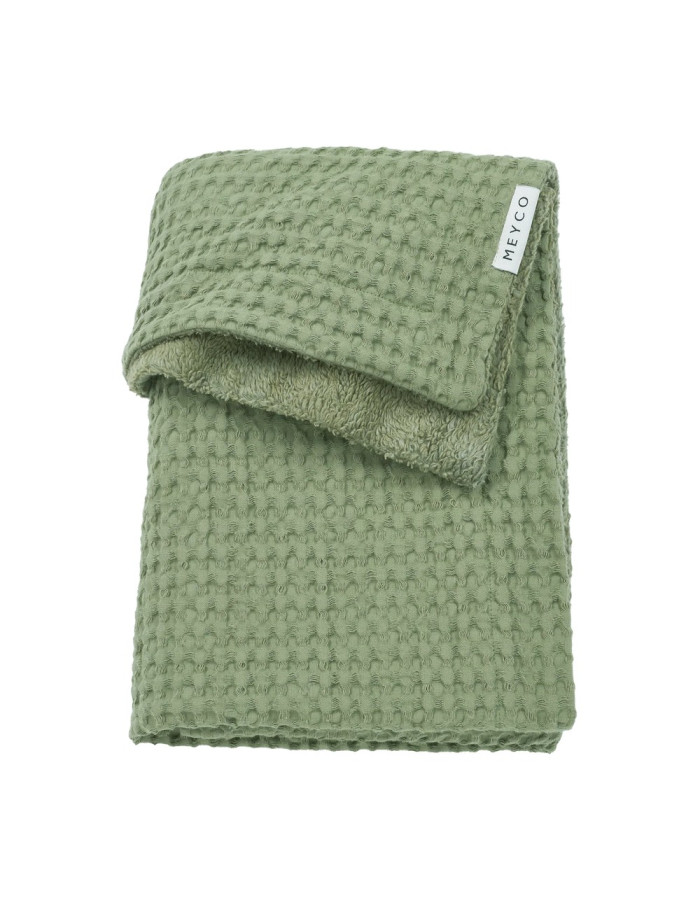 Meyco Κουβέρτα Waffle Teddy Olive Green 100x150cm  |  MEY-218.000.68.02