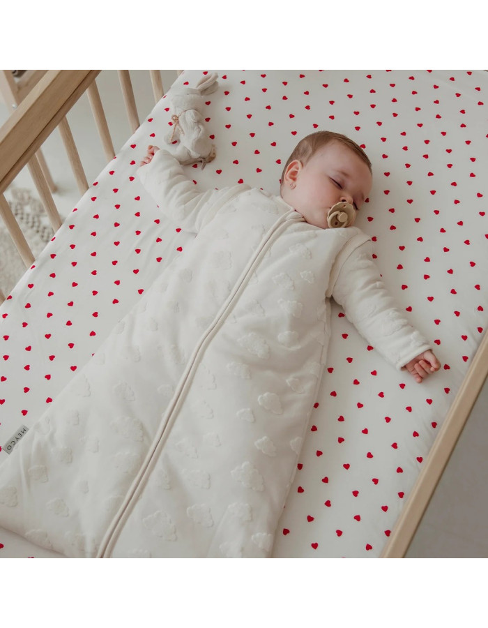 Meyco Σεντόνι με Λάστιχο Jersey Sweet Heart White/Red 70×140/150cm  |  MEY-264.225.69.05A