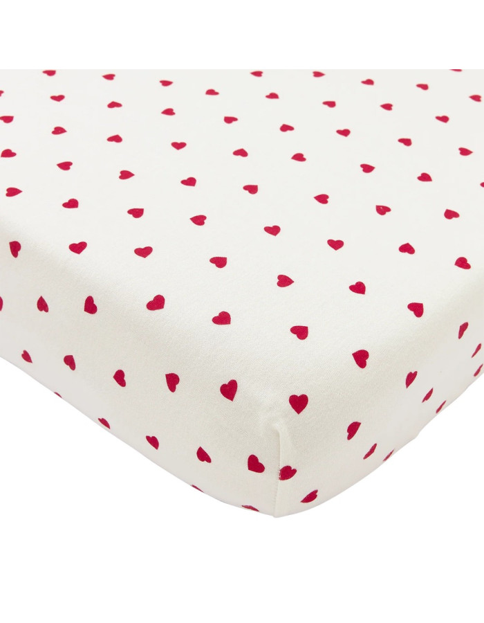 Meyco Σεντόνι με Λάστιχο Jersey Sweet Heart White/Red 70×140/150cm  |  MEY-264.225.69.05A