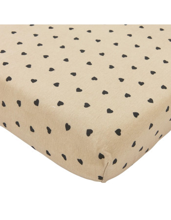 Meyco Σεντόνι με Λάστιχο Jersey Sweet Heart Soft Sand/Black 70×140/150cm  |  MEY-264.225.CT.05A