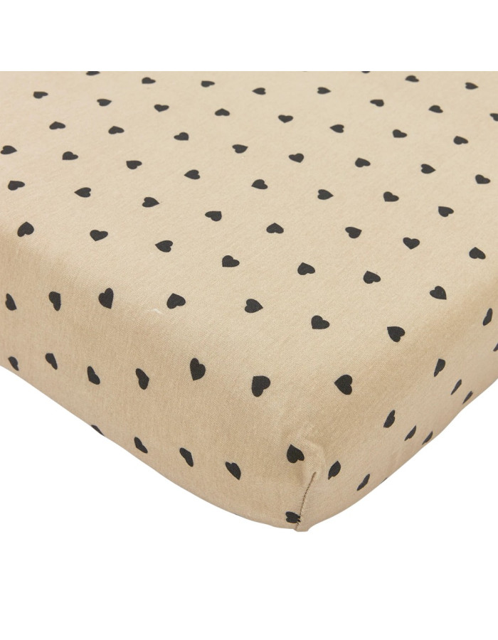 Meyco Σεντόνι με Λάστιχο Jersey Sweet Heart Soft Sand/Black 70×140/150cm | MEY-264.225.CT.05A Meyco Σεντόνι με Λάστιχο Jersey Sweet Heart Soft Sand/Black 70×140/150cm | MEY-264.225.CT.05A