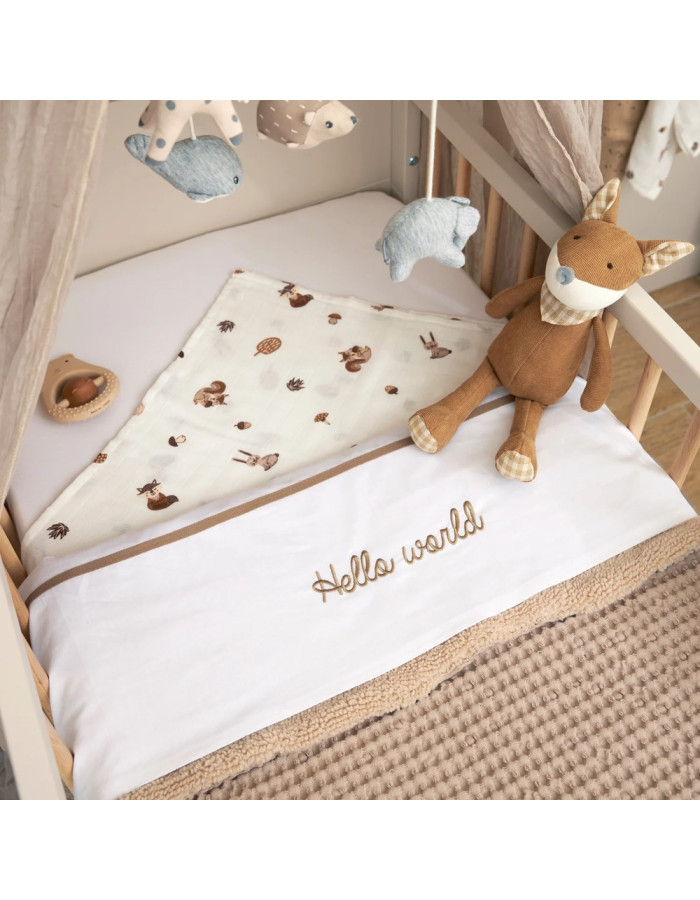 Meyco Σεντόνι Hello World Sand 100x150cm  |  MEY-414174