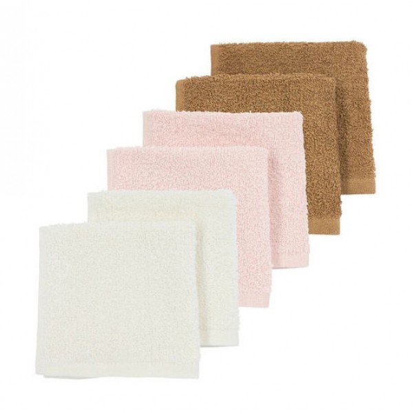 Meyco Πετσετάκια Λαβέτες Πακέτο των 6 (30x30cm) - Offwhite/Soft pink/Toffee