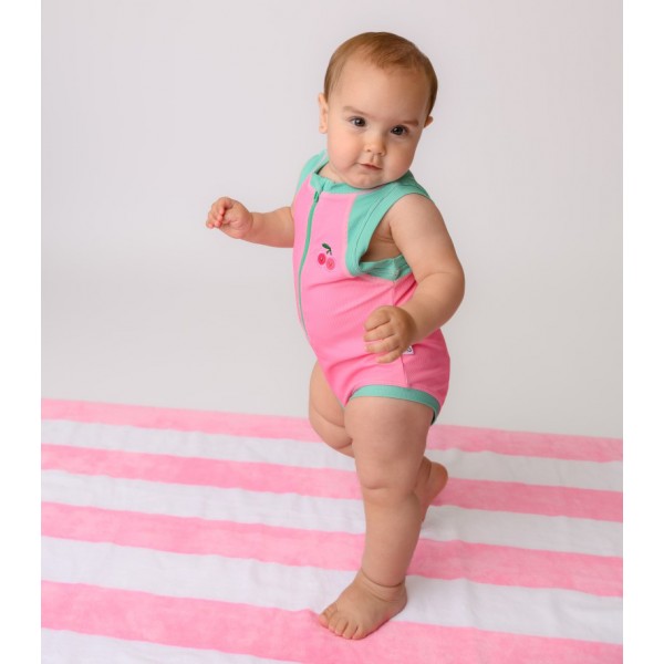 Zoocchini Ολόσωμο Μαγιώ με Στάμπα Cherry/Pink-Green - 12-24m