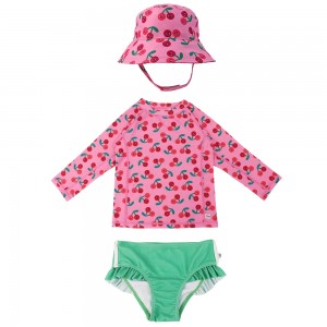 Σετ UV Μαγιώ Bucket Καπέλο Μπλούζα Cherry 