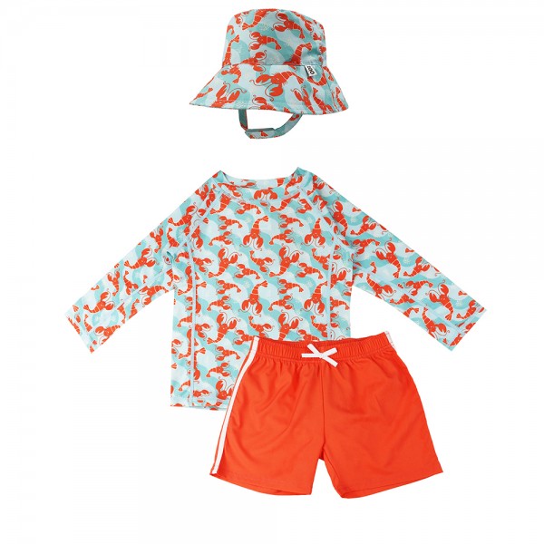 Σετ UV Μαγιώ Bucket Καπέλο Μπλούζα Lobster - 12-24m