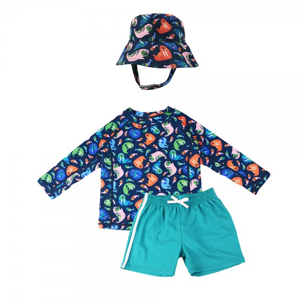 Σετ UV Μαγιώ Bucket Καπέλο Μπλούζα Walrus - 12-24m