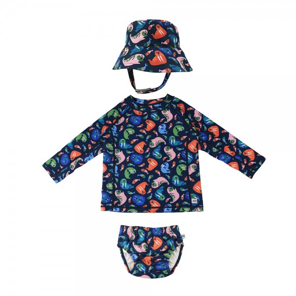 Σετ UV Μαγιώ Πάνα Bucket Καπέλο Μπλούζα Walrus - 12-24m