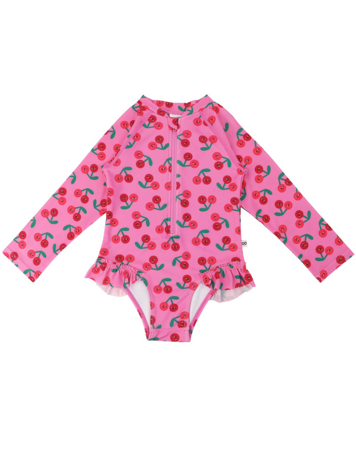 Zoocchini Ολόσωμο Μαγιώ με Μανίκια UV Cherry