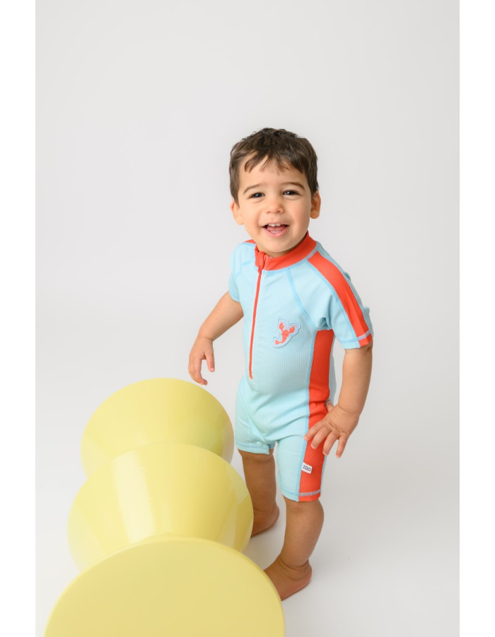 Zoocchini Κοντομάνικο Surf Suit με Στάμπα Lobster/Light Blue