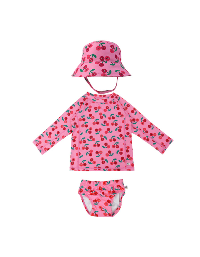 Σετ UV Μαγιώ Πάνα Bucket Καπέλο Μπλούζα Cherry