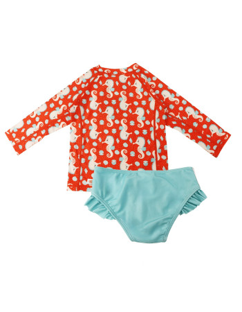 Zoocchini Σετ UV Μαγιώ και Μπλούζα Sally the Seahorse red