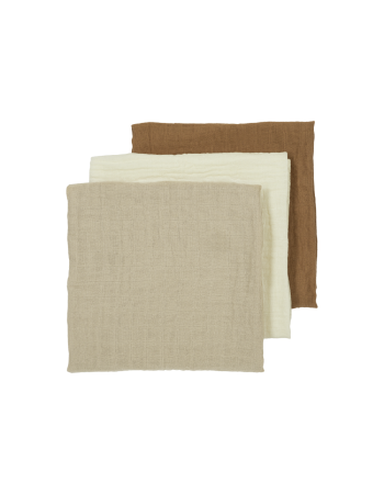 Meyco Σετ 100% Βαμβακερές Μουσελίνες 70x70cm (3 τμχ.) - Offwhite/Soft Sand/Taupe  |  MEY-152.000.CD.04.M3