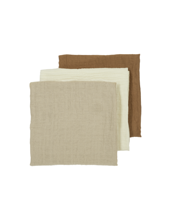 Meyco Σετ 100% Βαμβακερές Μουσελίνες 70x70cm (3 τμχ.) - Natural/jeans blue/indigo  |  MEY-267.000.CW.04C