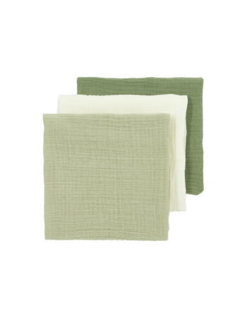 Meyco Σετ 100% Βαμβακερές Μουσελίνες 70x70cm (3 τμχ.) - Natural/Soft Olive/Olive Green  |  MEY-152.000.CP.04.M3