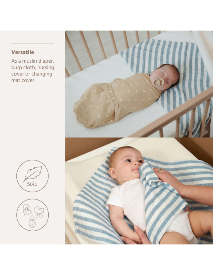 Meyco Σετ 100% Βαμβακερές Μουσελίνες 70x70cm (2 τμχ.) - Ginkgo Offwhite/Soft sand  |  MEY-152.229.CO.04.M2