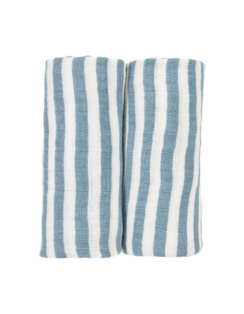 Meyco Σετ 100% Βαμβακερές Μουσελίνες 70x70cm (2 τμχ.) - Fat Stripe Jeans Blue  |  MEY-267.253.78.04B