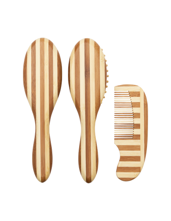 Meyco Βρεφικό Σετ Περιποίησης Μαλλιών Bamboo Stripe Natural/Walnut (3 τεμ.)  |  MEY-293.132.CX.00