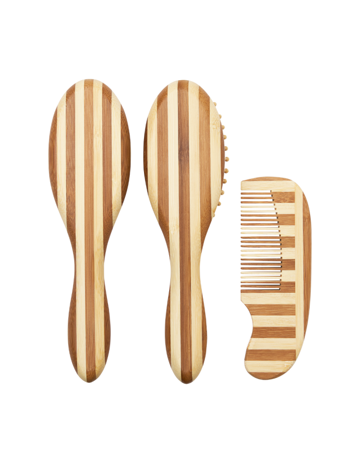 Meyco Βρεφικό Σετ Περιποίησης Μαλλιών Bamboo Stripe Natural/Walnut (3 τεμ.)  |  MEY-293.132.CX.00