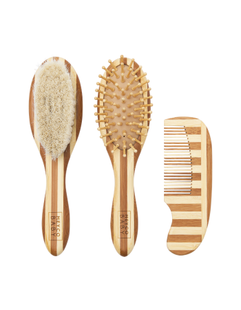 Meyco Βρεφικό Σετ Περιποίησης Μαλλιών Bamboo Stripe Natural/Walnut (3 τεμ.)  |  MEY-293.132.CX.00
