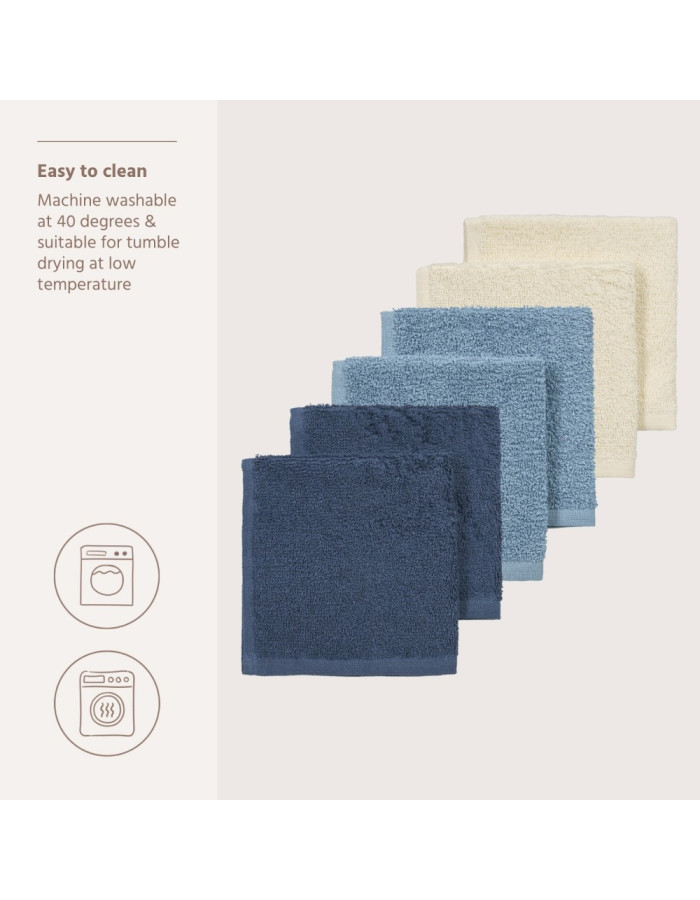 Meyco Πετσετάκια Λαβέτες Πακέτο των 6 Natural/jeans blue/indigo (30x30cm)  |  MEY-167.000.CW.02E