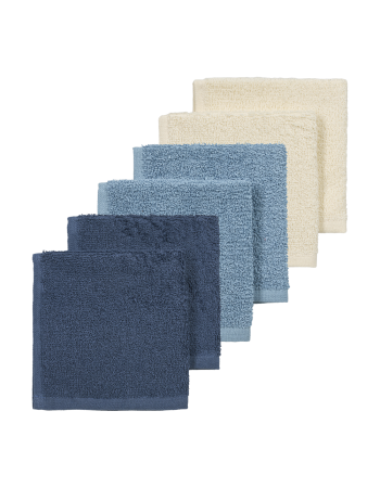 Meyco Πετσετάκια Λαβέτες Πακέτο των 6 Natural/jeans blue/indigo (30x30cm)  |  MEY-167.000.CW.02E