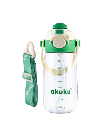 akuku – Παγούρι Tritan Nερού 480 ml Mε Kαλαμάκι - Πράσινο  |  A0724