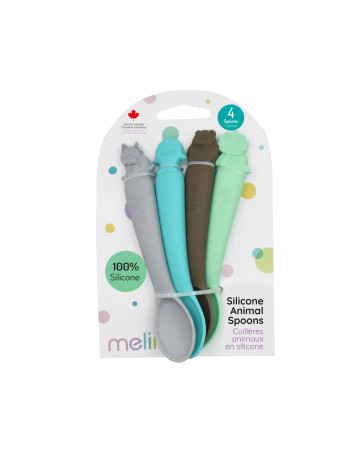 Melii – Κουτάλια Σιλικόνης με Ζωάκια 4 τεμ Μπλε  |  MEL28010