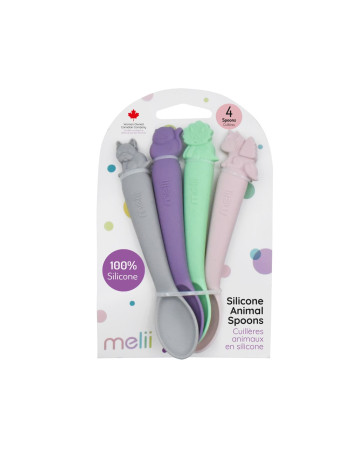 Melii – Κουτάλια Σιλικόνης με Ζωάκια 4 τεμ Ροζ  |  MEL28000