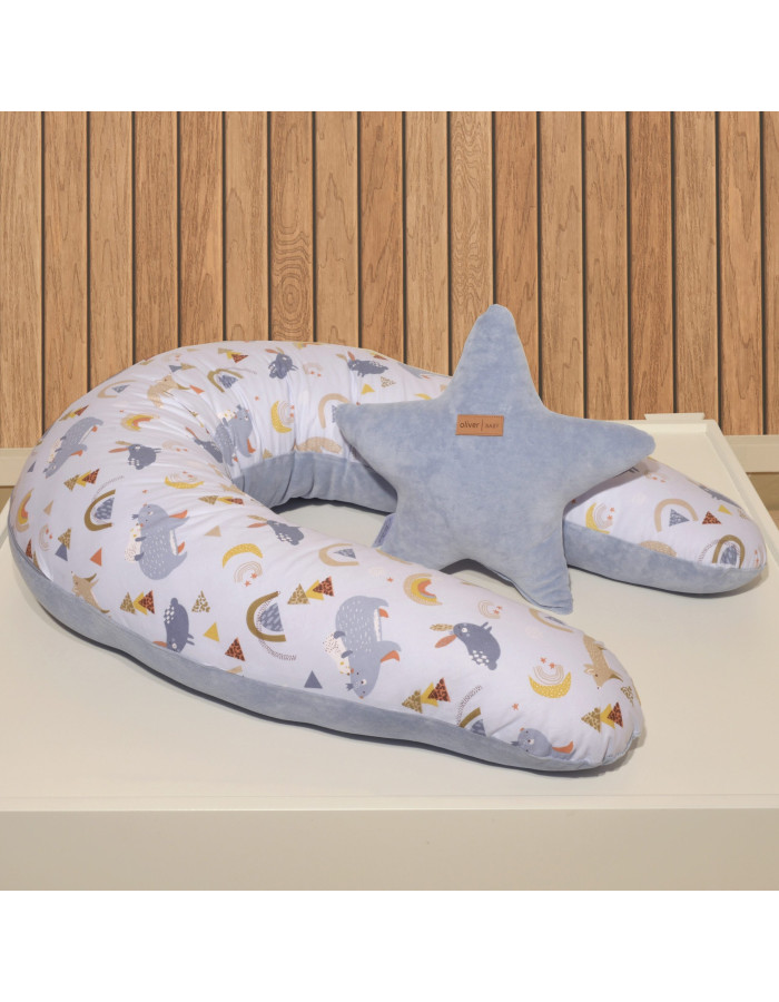 Μαξιλάρι Θηλασμού Διπλής Όψης Design 411 Γαλάζιο Oliver Baby | 46-6719/411