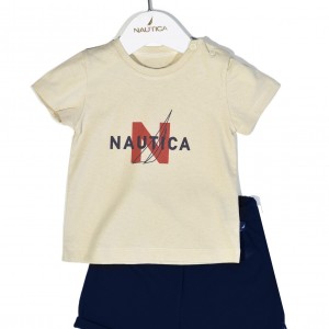 Design 14 Σετ T-Shirt & Shorts Jersey Beige/Navy 74cm 6-9 μηνών | 49-2021-74/14