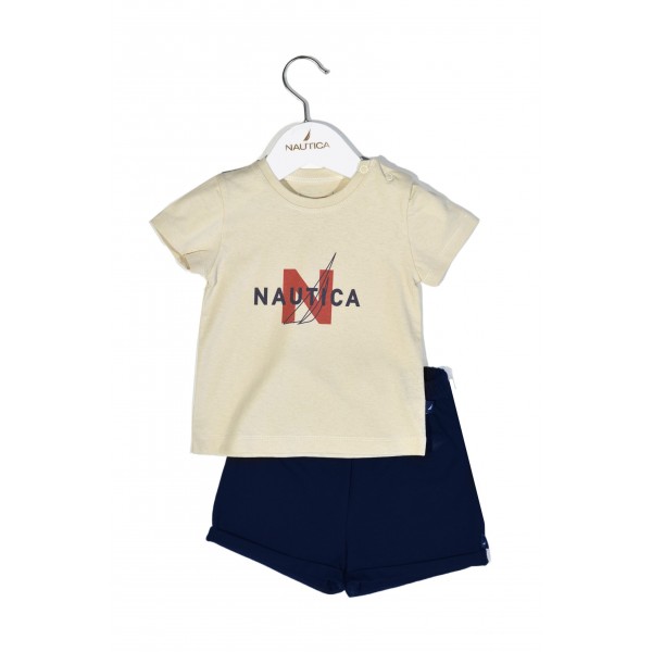 Design 14 Σετ T-Shirt & Shorts Jersey Beige/Navy 74cm 6-9 μηνών | 49-2021-74/14