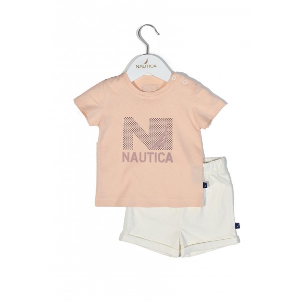 Design 16 Σετ T-Shirt & Shorts Jersey Salmon/Ecru 68cm 3-6 μηνών | 49-2021-68/16