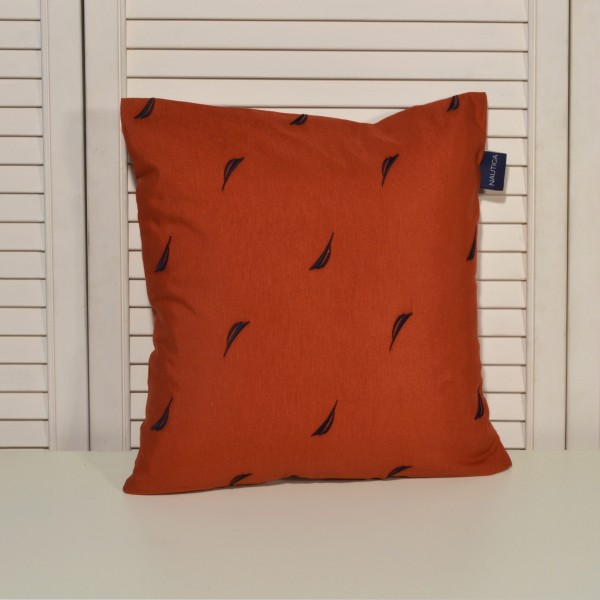 Μαξιλαροθήκη Διακοσμητική Λονέτα Κεντητή Des. 224 Κεραμιδί με Μπλε Κέντημα | 49-10201/224