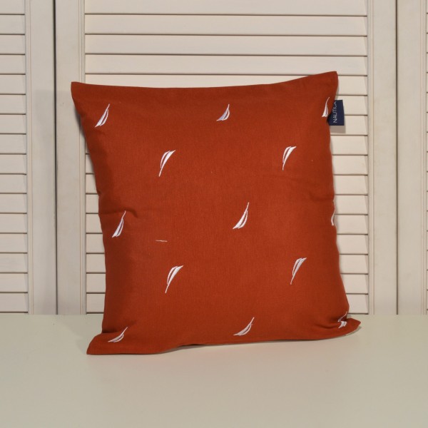 Μαξιλαροθήκη Διακοσμητική Λονέτα Κεντητή Κεραμιδί με Λευκό Κέντημα Des. 221 Κόκκινο | 49-10201/221