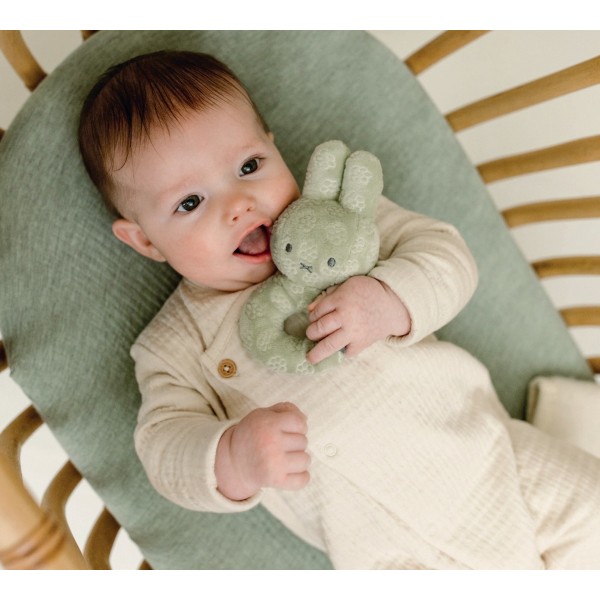 Κουδουνίστρα Από Βελουτέ Ύφασμα Πράσινο Miffy Flowers | 47-3888