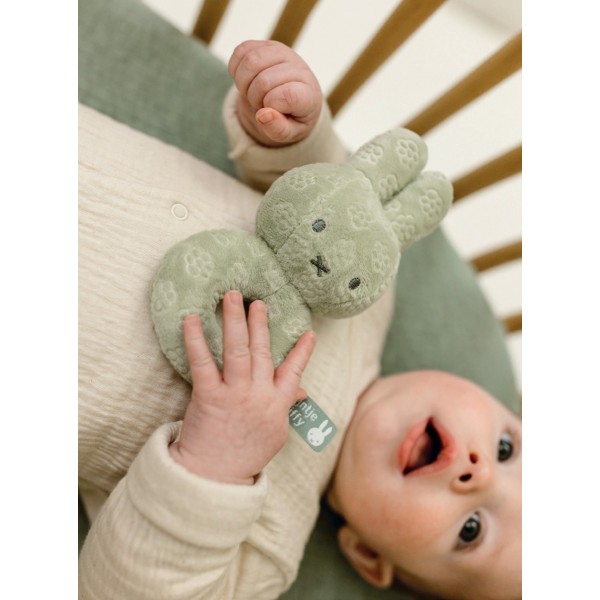 Κουδουνίστρα Από Βελουτέ Ύφασμα Πράσινο Miffy Flowers | 47-3888