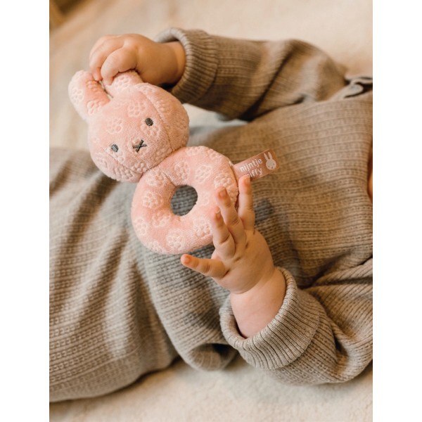 Κουδουνίστρα Από Βελουτέ Ύφασμα Ροζ Miffy Flowers | 47-3887