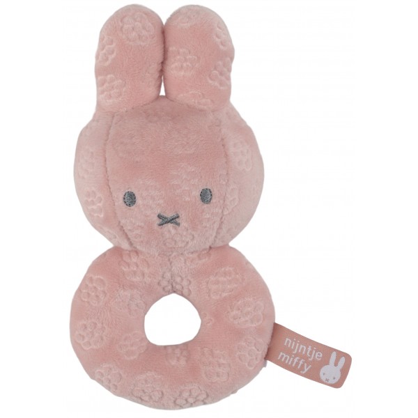 Κουδουνίστρα Από Βελουτέ Ύφασμα Ροζ Miffy Flowers | 47-3887