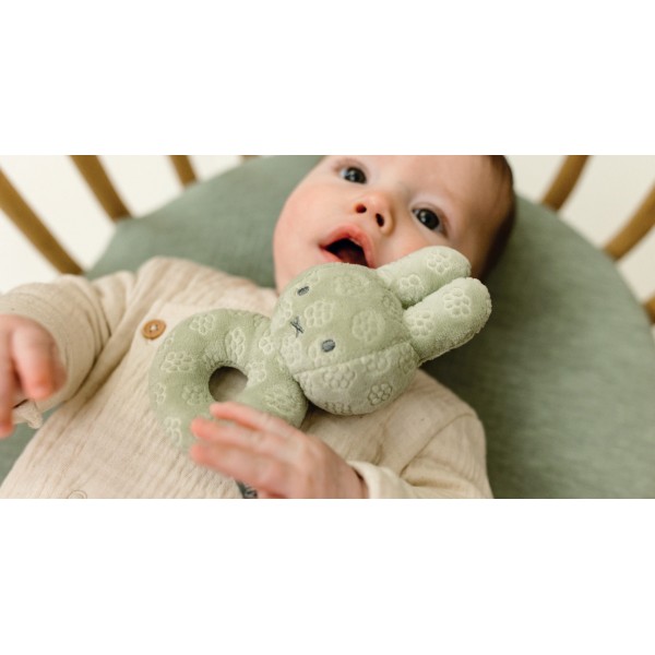 Κουδουνίστρα Από Βελουτέ Ύφασμα Ροζ Miffy Flowers | 47-3887