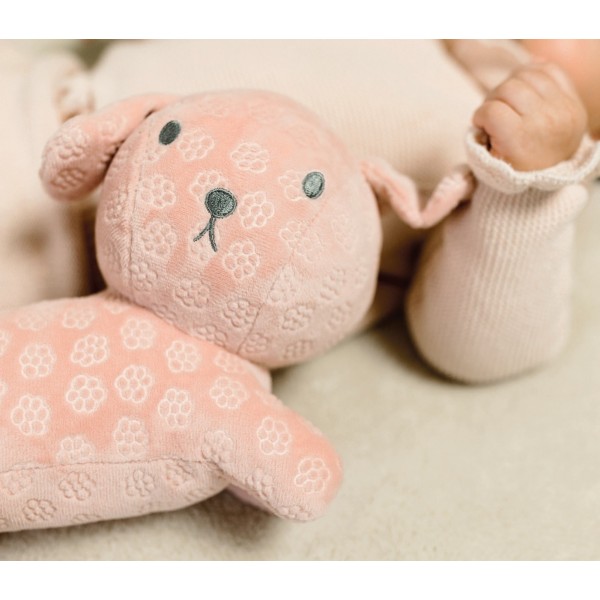 Λούτρινο Σκυλάκι Από Βελουτέ Ύφασμα 25cm Ροζ Miffy Flowers | 47-3897