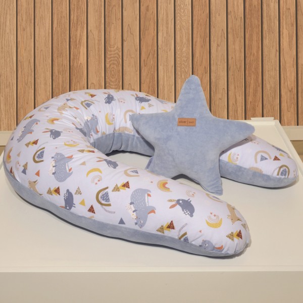 Μαξιλάρι Θηλασμού Διπλής Όψης Design 411 Γαλάζιο Oliver Baby | 46-6719/411