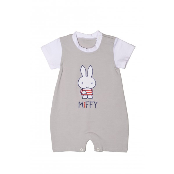 Miffy Des.15 Φορμάκι Καλοκαιρινό Γκρι Με Κέντημα 9-12 Mηνών/74 cm | 48-8752-74/15