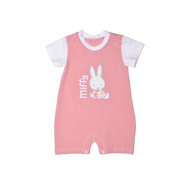Miffy Des.16 Φορμάκι Καλοκαιρινό Ροζ Μεσαίο Με Κέντημα 9-12 Mηνών/74 cm | 48-8752-74/16
