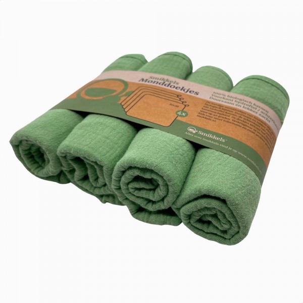Πανάκια Σετ 4 Τεμ. Διπλής Όψης Οργανικό Βαμβάκι-Μουσελίνα/ Φόρτε - Πράσινο - Smikkels | 63-20021