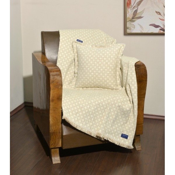 Ριχτάρι Μονοθέσιο 170x180 Σενίλ Εκρου Καρρώ | 49-10100/1100