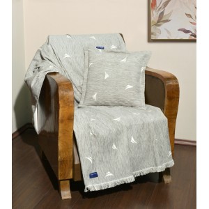Ριχτάρι Μονοθέσιο 170x180cm Σενίλ Γκρι Design 1005 | 49-10100/1005